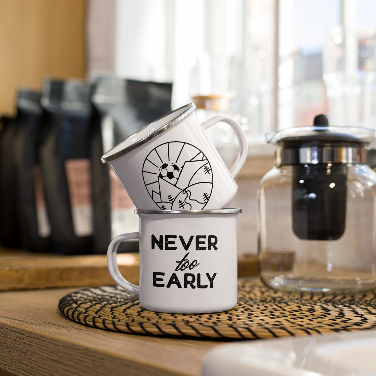 It's Never Too Early For Soccer - Enamel Mug